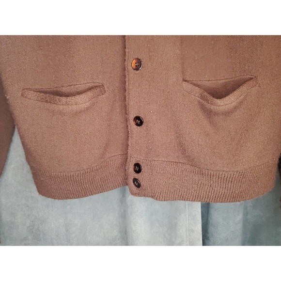 Vintage Sears Kings Road Shop Sweater Mens L Large Brown Cardigan Orlon Acrylic - Picture 4 of 6